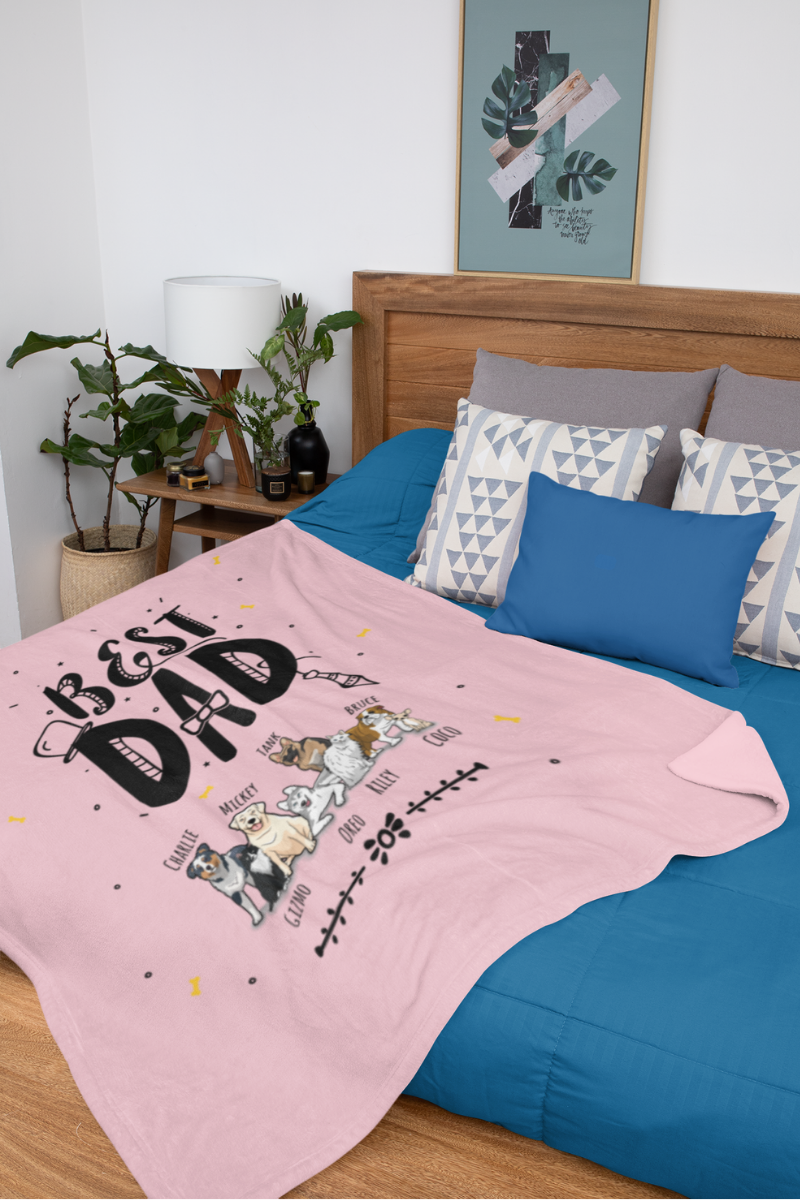 "Best Dad" Themed Personalized Throw Blanket (Premium Sherpa)