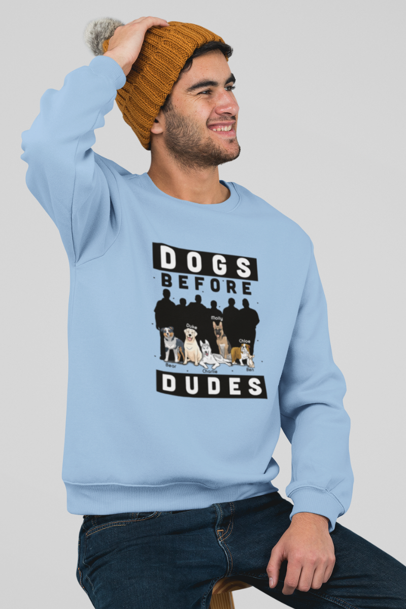 Dogs Before Dudes Personalized Dog Mom Sweatshirt