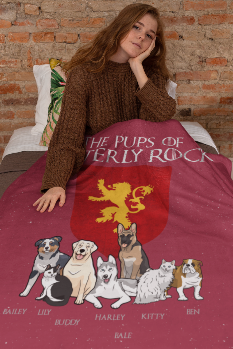 "The Pups Of Casterly Rock" Personalized Throw Blanket (Premium Sherpa)