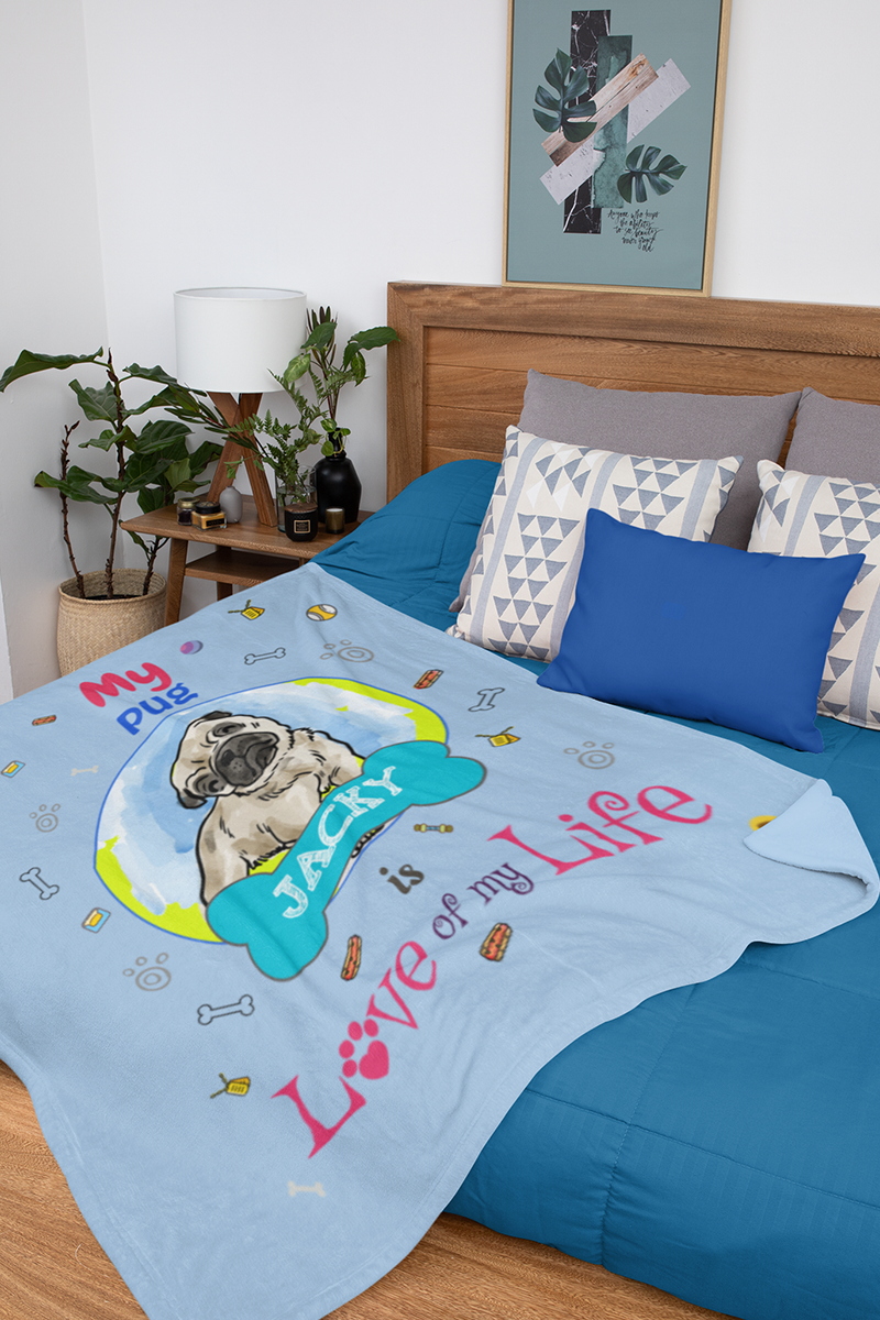 "My Dog/Cat Is The Love Of My Life " Themed Personalized Throw Blanket (Premium Sherpa)