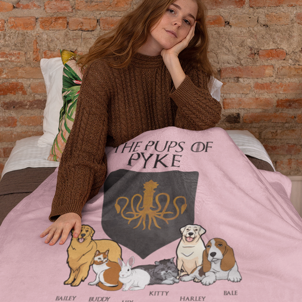 "The Pups Of Pyke" Personalized Throw Blanket (Premium Sherpa)