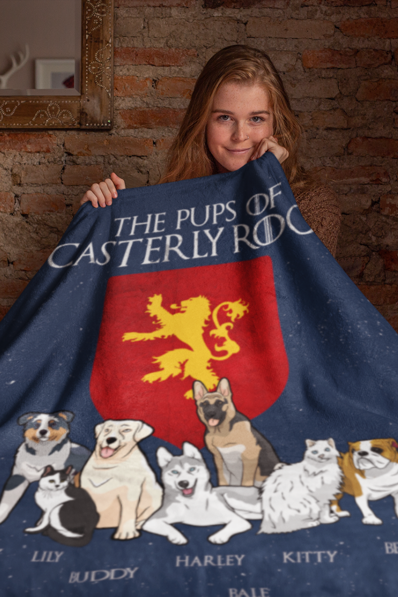 "The Pups Of Casterly Rock" Personalized Throw Blanket (Premium Sherpa)