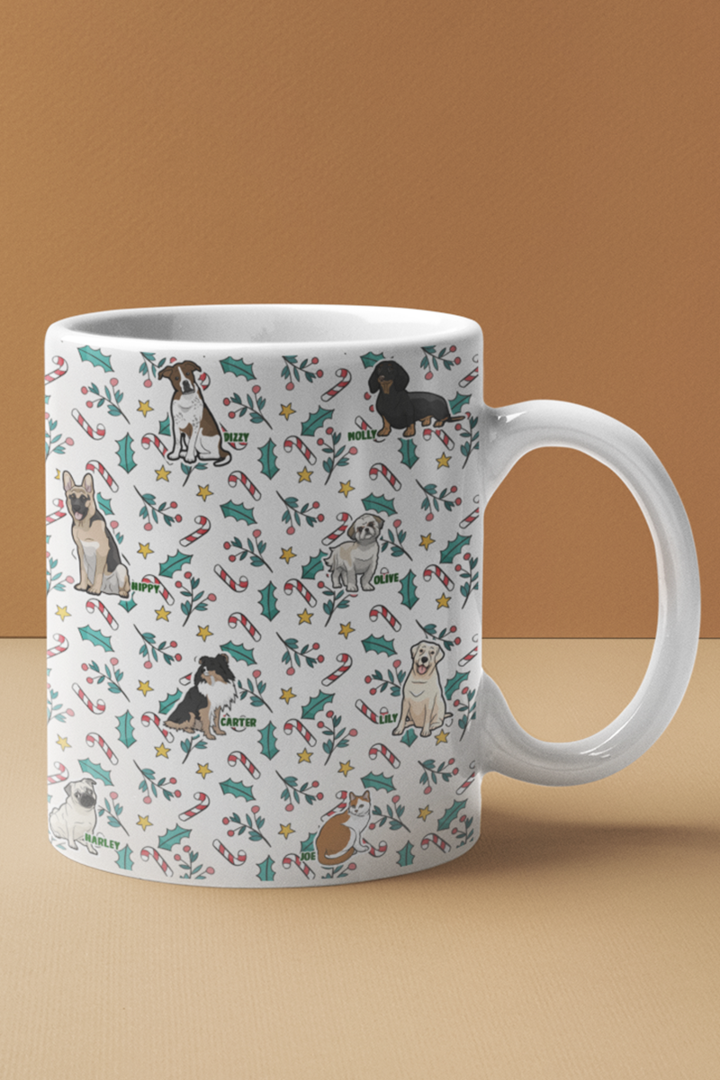 Christmas Themed All Over Print Personalized Pet Lovers Mug