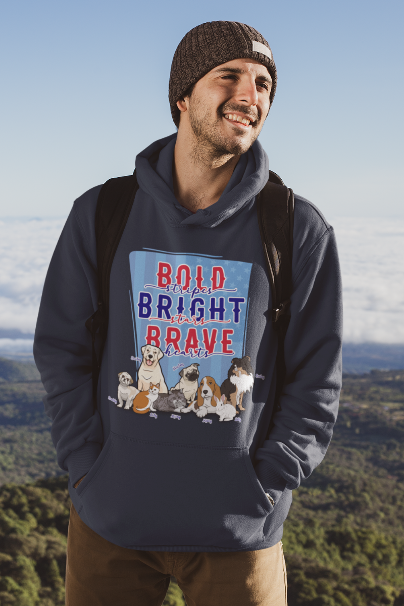 Bold Stripes And Bright Stars Hoodie For Brave Dog Parents