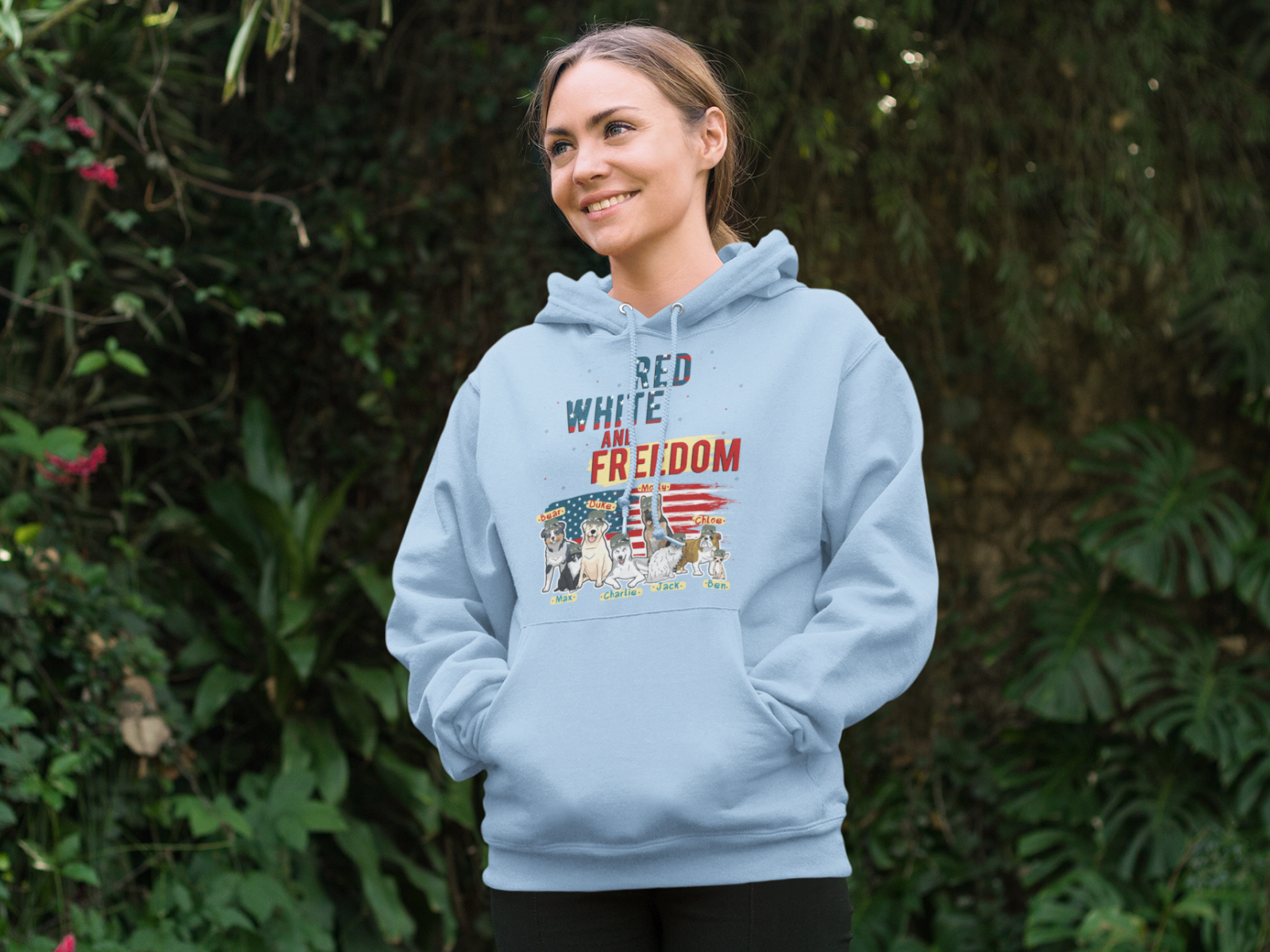 Red White And Freedom Customized Hoodie For Dog Lovers