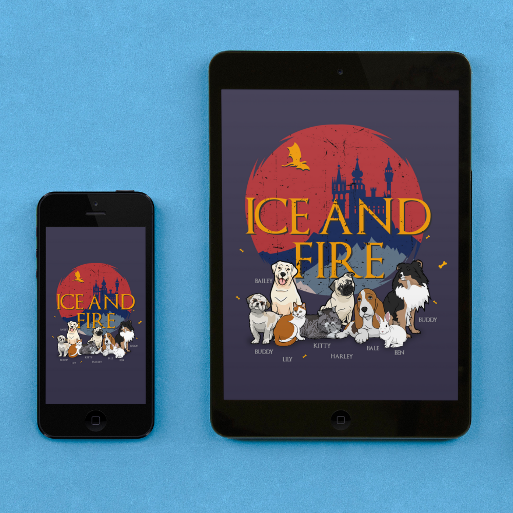 "Ice And Fire" Themed Personalized Digital Wallpaper