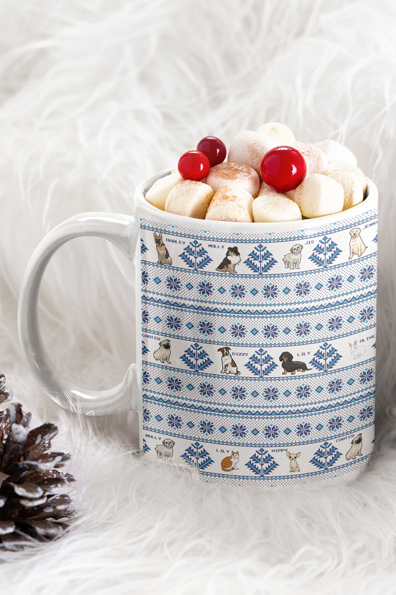 Christmas Pattern All Over Print Personalized Pet Lovers Mug