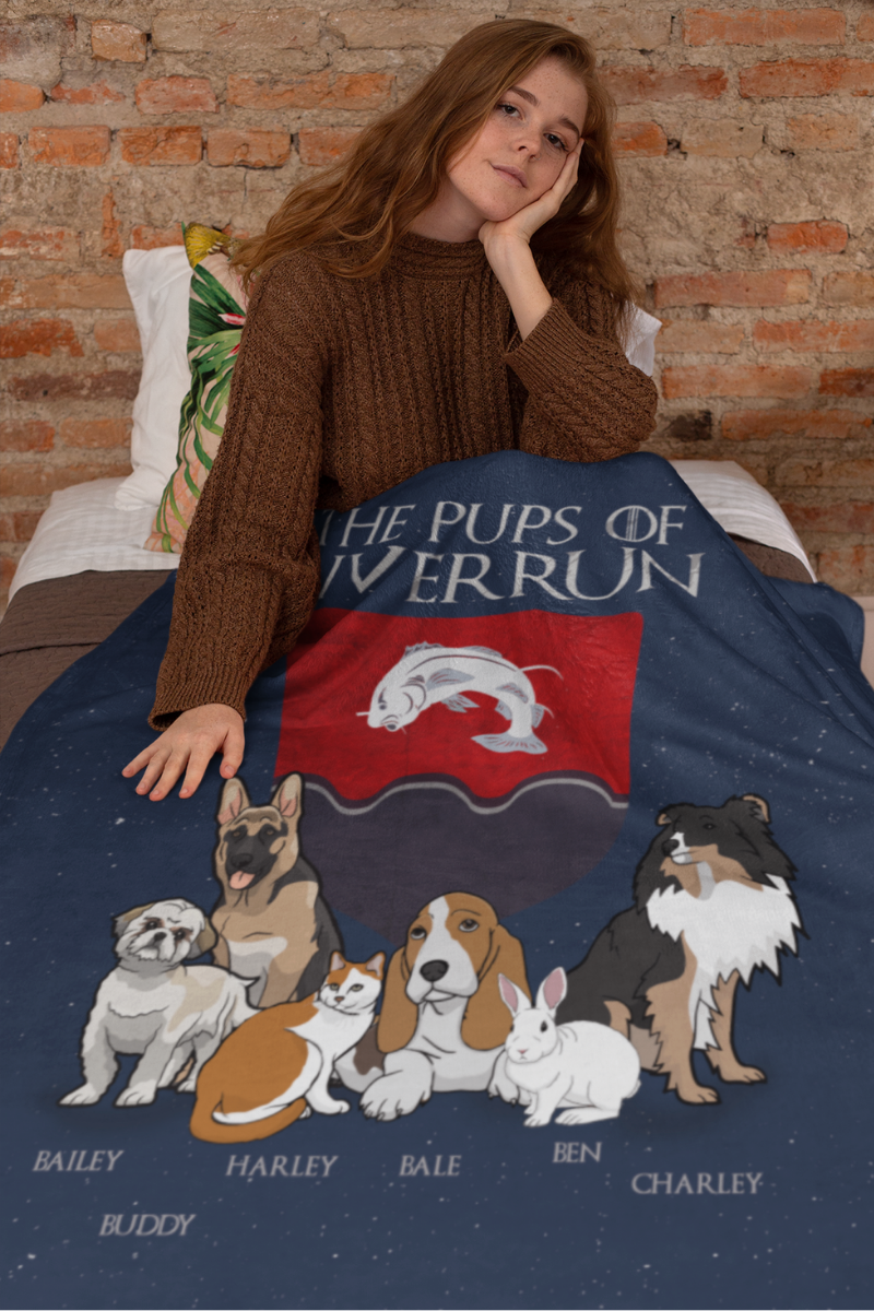 "The Pups Of River Run" Personalized Throw Blanket (Premium Sherpa)