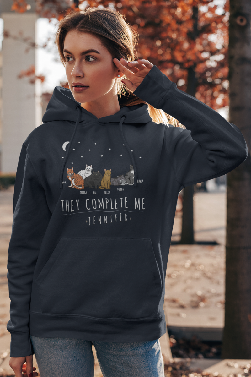 They Complete Me.. Customized Hoodie For CatLovers
