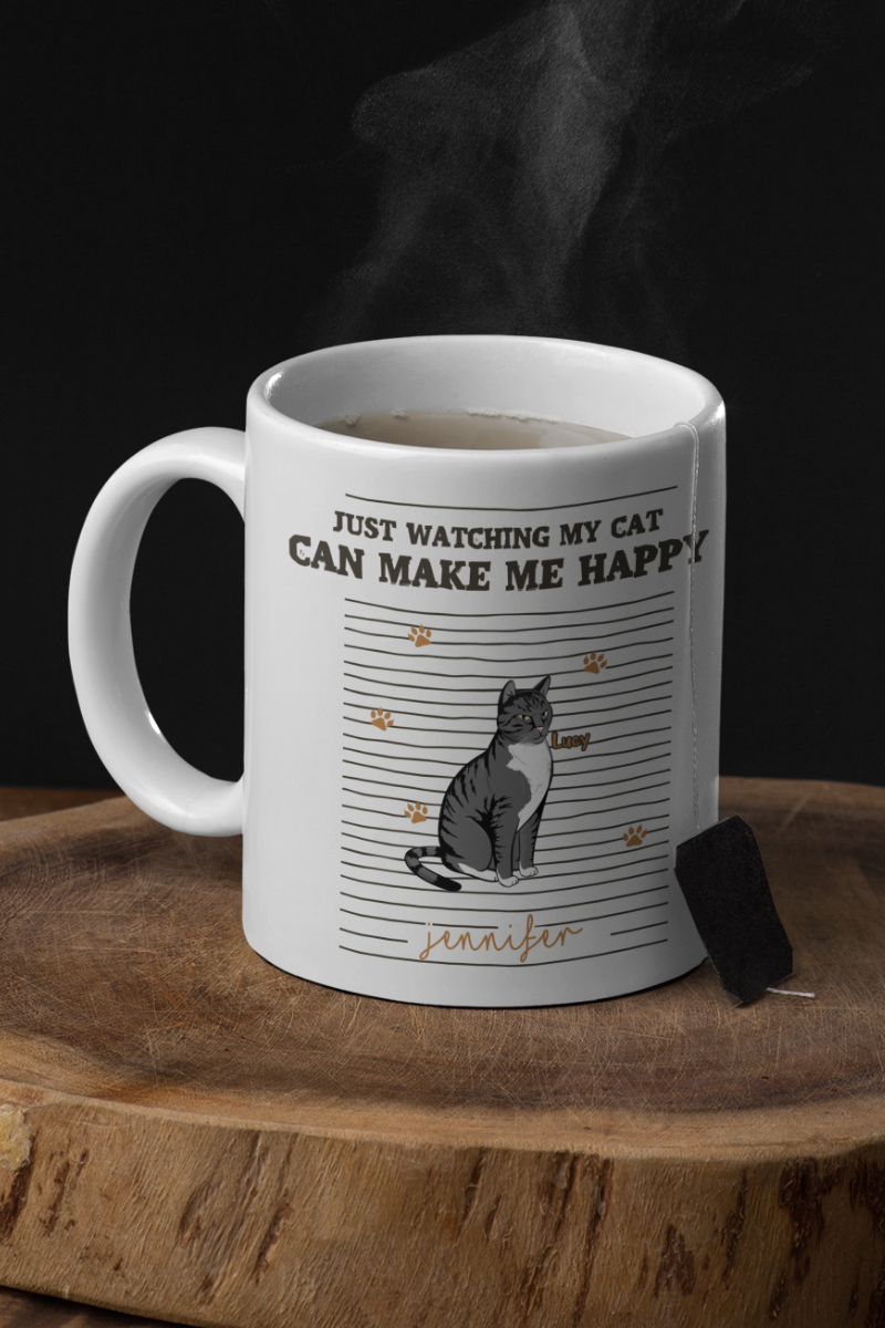 Just Watching My Cat.. Personalized Mug For CatLovers