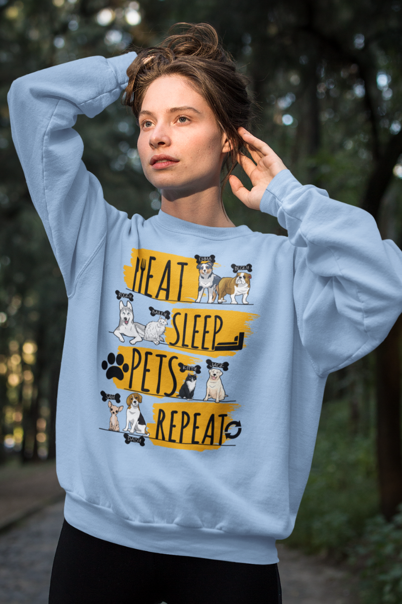 Eat, Sleep, Pets.. Customized Dog Lover Sweatshirt