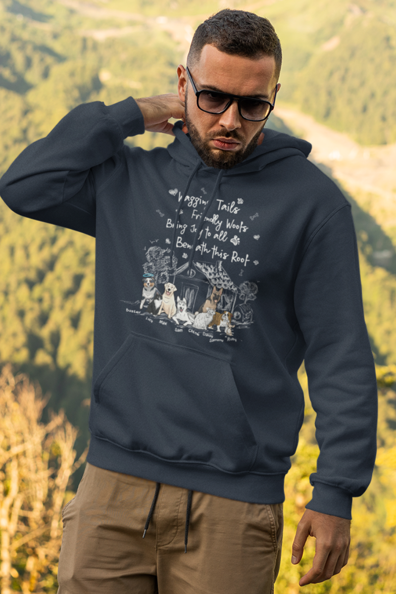Wagging Tails .. Friendly Woofs.. Customized Hoodie For Dog Lovers