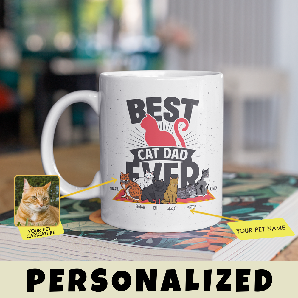 Personalized Best Cat Dad Ever Mug