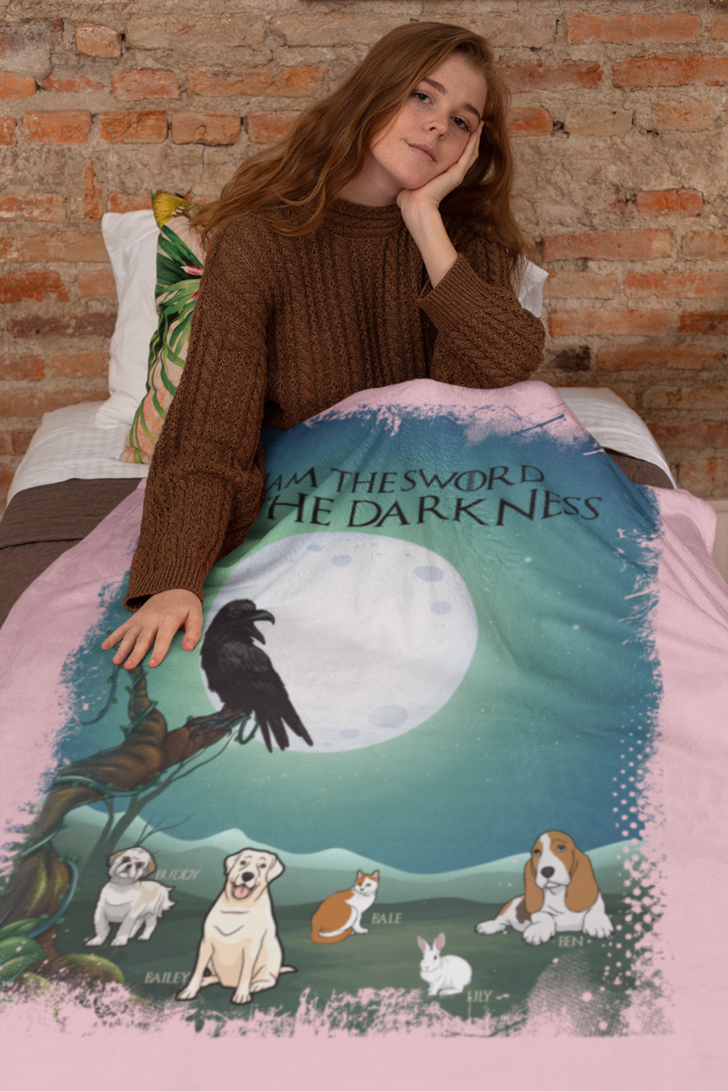 "The Sword In The Darkness" Personalized Throw Blanket (Premium Sherpa)