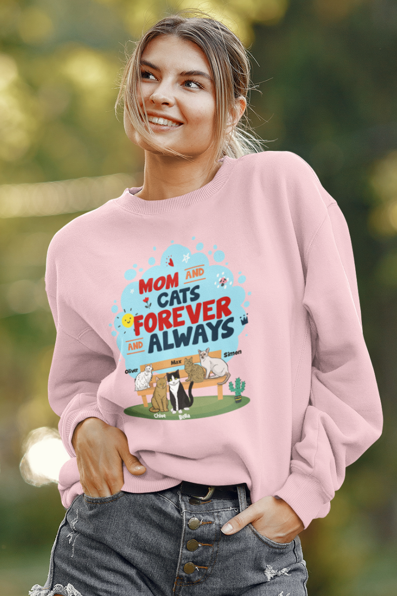 Mom And Cat Forever Always  Personalized Sweatshirt