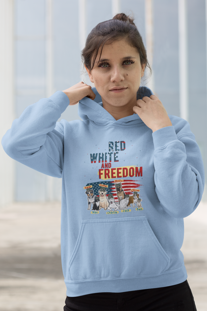 Red White And Freedom Customized Hoodie For Dog Lovers