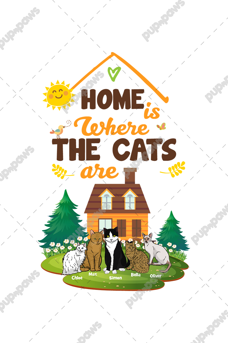 Home Is Where The Cats Are... Tee For Cat Lovers