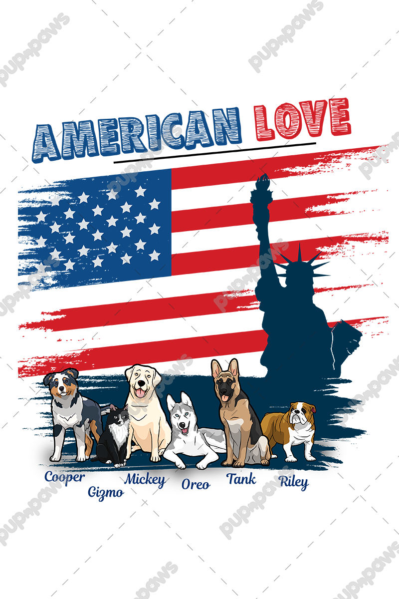 American Love Customized Dog Lover Travel Mug