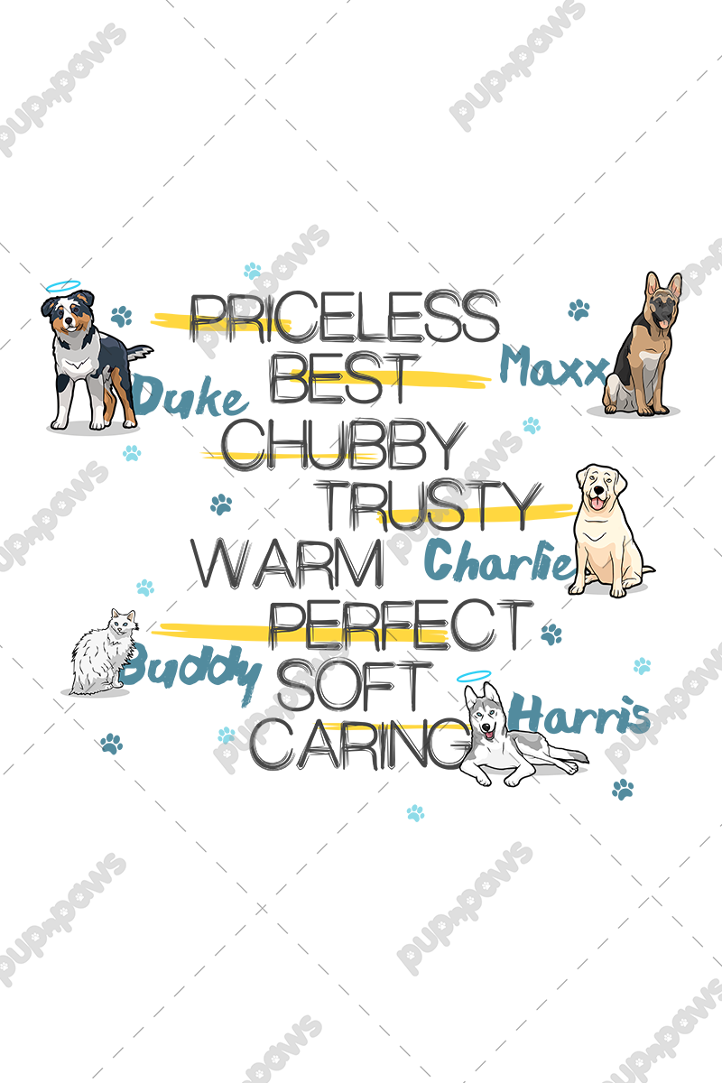 "My Priceless Furry Family" Themed Personalized Throw Blanket (Premium Sherpa)