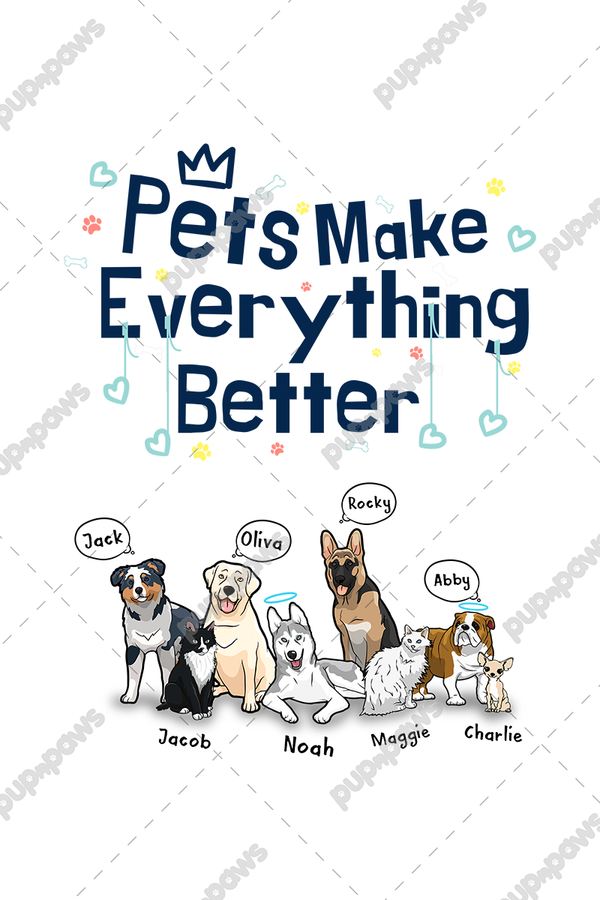 "Pets Make Life Better" Themed Personalized Throw Blanket (Premium Sherpa)