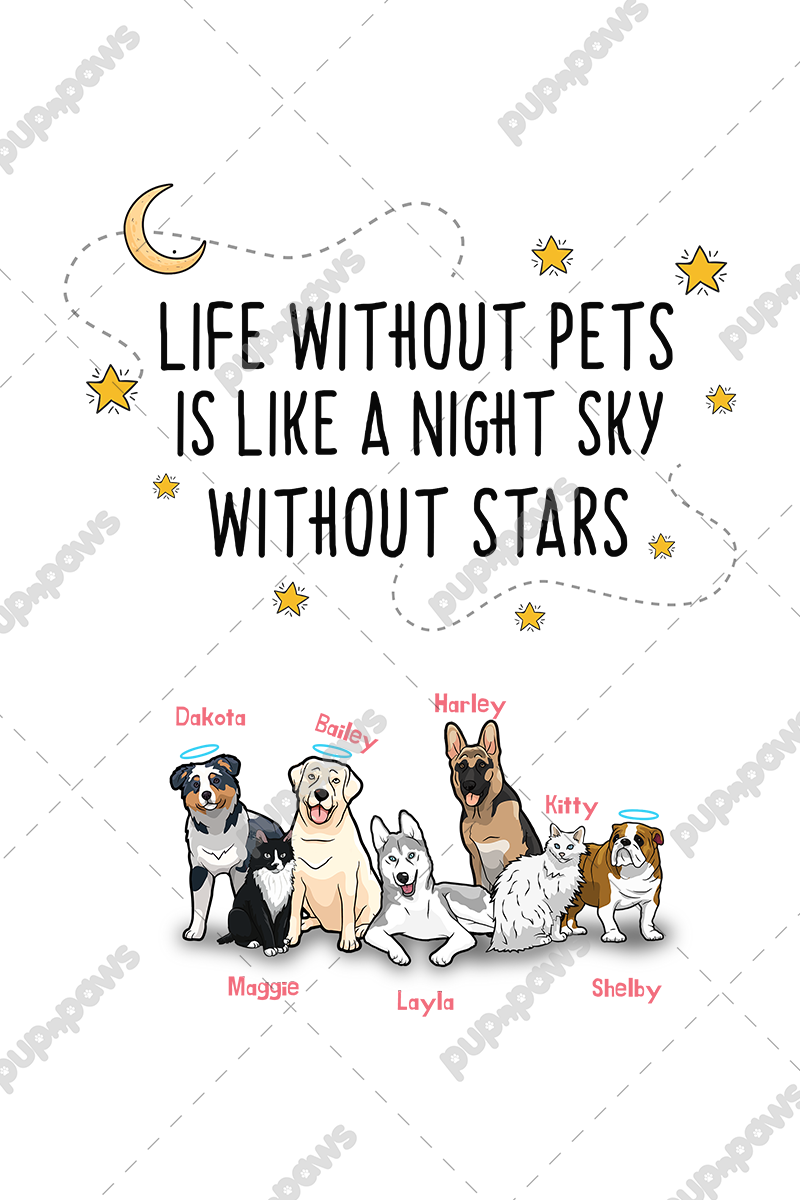 "Life Without Pets Is Like Night Without Stars" Themed Personalized Throw Blanket (Premium Sherpa)