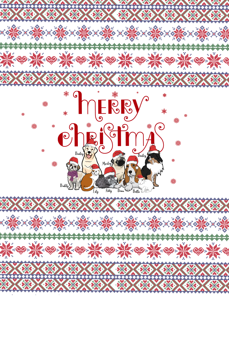 Merry Knits Pattern Christmas Tree Throw Blanket (Premium Sherpa)