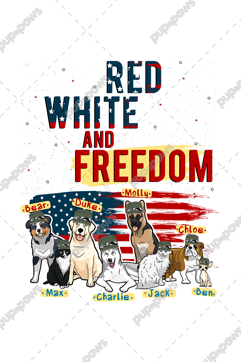 Red White And Freedom Customized Sweatshirt For Dog Lovers
