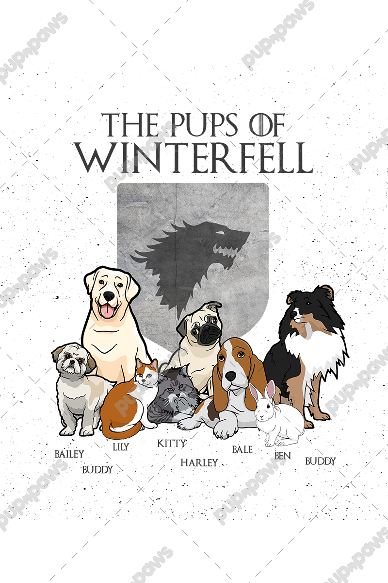 "The Pups Of Winter Fell" Personalized Throw Blanket (Premium Sherpa)