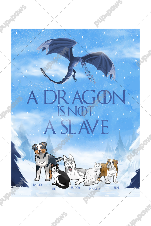 "Dragon Is Not A Slave" Themed Personalized Throw Blanket (Premium Sherpa)