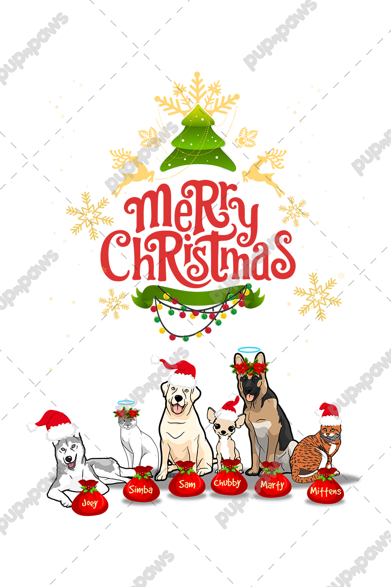Merry Christmas Themed Customized Tee For Dog Lover