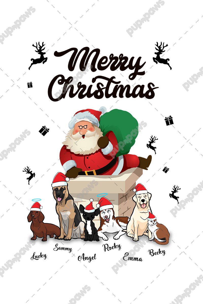 Santa Themed Customized Merry Christmas Dog Lover Hoodie