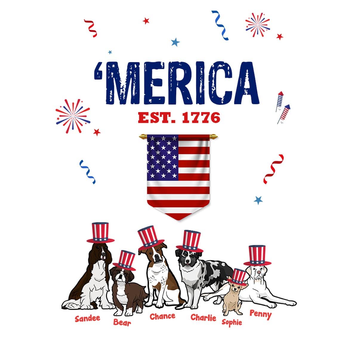 Personalized Dog Mom Gifts By Pupnpaws Cotton T-shirt "MERICA" Personalized Tee For Dog Lovers